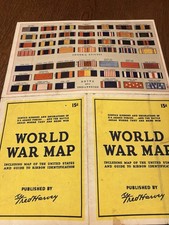 WWII World War Map Fred Harvey Rand McNally Service Ribbons Guide Original B4 - Additional view 5