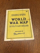 WWII World War Map Fred Harvey Rand McNally Service Ribbons Guide Original B4