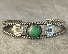 OLD Vintage Fred Harvey Era Navajo THUNDERBIRD Turquoise Sterling Bracelet
