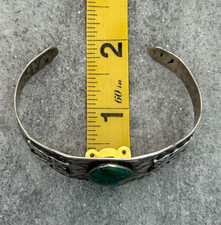 Vintage FRED HARVEY ERA Navajo Turquoise Rattlesnake Sterling  Bracelet 6.75 in - Additional view 11