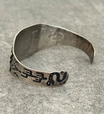 Vintage FRED HARVEY ERA Navajo Turquoise Rattlesnake Sterling  Bracelet 6.75 in - Additional view 7