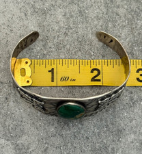 Vintage FRED HARVEY ERA Navajo Turquoise Rattlesnake Sterling  Bracelet 6.75 in - Additional view 10