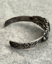 FRED HARVEY ERA Navajo ARROWHEAD CERRILLOS Turquoise Sterling  Bracelet 6.5 in - Additional view 5