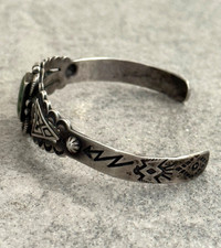 FRED HARVEY ERA Navajo ARROWHEAD CERRILLOS Turquoise Sterling  Bracelet 6.5 in - Additional view 6