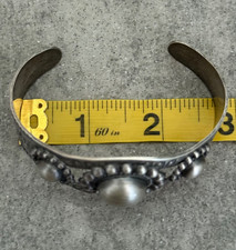 FRED HARVEY ERA Navajo CONCHO DOME THUNDERBIRDS Sterling Bracelet 38.5g 7.25 in - Additional view 8