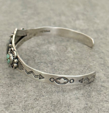 Vintage FRED HARVEY ERA NAVAJO Turquoise CONCHO Sterling SMALL Bracelet 6.5 in - Additional view 5