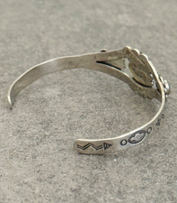 Vintage FRED HARVEY ERA NAVAJO Turquoise CONCHO Sterling SMALL Bracelet 6.5 in - Additional view 6