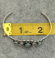 Vintage FRED HARVEY ERA NAVAJO Turquoise CONCHO Sterling SMALL Bracelet 6.5 in - Additional view 9