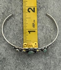 Vintage FRED HARVEY ERA NAVAJO Turquoise CONCHO Sterling SMALL Bracelet 6.5 in - Additional view 10