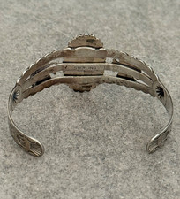 FRED HARVEY ERA Navajo Turquoise Thunderbird Scalloped Sterling Bracelet 6.75 in - Additional view 7