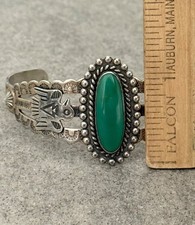 FRED HARVEY ERA Navajo Turquoise Thunderbird Scalloped Sterling Bracelet 6.75 in - Additional view 8