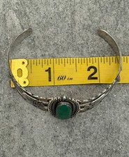 FRED HARVEY ERA Navajo Turquoise Thunderbird Scalloped Sterling Bracelet 6.75 in - Additional view 9