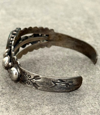 FRED HARVEY ERA Navajo Green Turquoise CONCHO DOME BIRDS Sterling Bracelet 7 in - Additional view 5