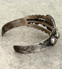FRED HARVEY ERA Navajo Green Turquoise CONCHO DOME BIRDS Sterling Bracelet 7 in - Additional view 6
