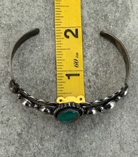 FRED HARVEY ERA Navajo Green Turquoise CONCHO DOME BIRDS Sterling Bracelet 7 in - Additional view 8