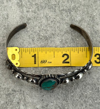 FRED HARVEY ERA Navajo Green Turquoise CONCHO DOME BIRDS Sterling Bracelet 7 in - Additional view 9