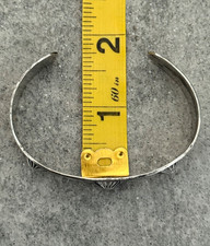 RARE FRED HARVEY ERA Navajo WHIRLING LOG Bow & Arrow OWL Silver Bracelet 6.6 in - Additional view 10