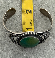 Vintage 30's Fred Harvey Era  Navajo BIG Turquoise Sterling Bracelet 52.5g 7 in - Additional view 11