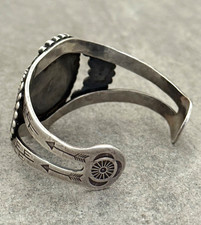 Vintage 30's Fred Harvey Era  Navajo BIG Turquoise Sterling Bracelet 52.5g 7 in - Additional view 6