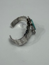 VTG “ FRED HARVEY ERA” Navajo .925 Sterling Silver, Turquoise Cuff Bracelet - Additional view 3