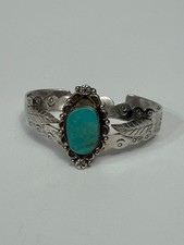 VTG “ FRED HARVEY ERA” Navajo .925 Sterling Silver, Turquoise Cuff Bracelet