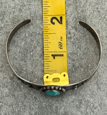 FRED HARVEY ERA Navajo Turquoise ARROWS Fluted Button Silver Bracelet 6.75 in - Additional view 11