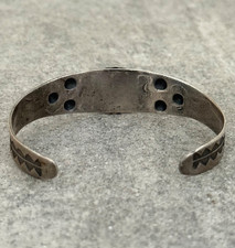 FRED HARVEY ERA Navajo Turquoise ARROWS Fluted Button Silver Bracelet 6.75 in - Additional view 8