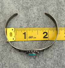 FRED HARVEY ERA Navajo Turquoise ARROWS Fluted Button Silver Bracelet 6.75 in - Additional view 10