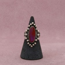 fred harvey era sterling silver vintage dragons breath opal ring size 5.5