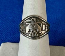 Vintage Fred Harvey Era Sterling Silver Native American Thunderbird Ring 6.75 - Additional view 1