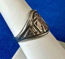 Vintage Fred Harvey Era Sterling Silver Native American Thunderbird Ring 6.75 - Additional view 3