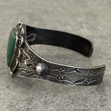 Vintage FRED HARVEY ERA Navajo Turquoise Twisted Rope Silver Bracelet 6.6 in - Additional view 5