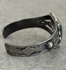 Vintage FRED HARVEY ERA Navajo Turquoise Twisted Rope Silver Bracelet 6.6 in - Additional view 6