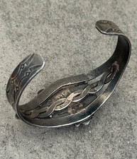 Vintage FRED HARVEY ERA Navajo Turquoise Twisted Rope Silver Bracelet 6.6 in - Additional view 8