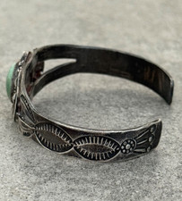 Vintage FRED HARVEY ERA NAVAJO Turquoise Split shank Silver Bracelet 7 in - Additional view 5