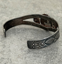 Vintage FRED HARVEY ERA NAVAJO Turquoise Split shank Silver Bracelet 7 in - Additional view 6