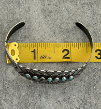 Vintage FRED HARVEY Era Zuni Snake eye Turquoise Thunderbird Sterling Bracelet - Additional view 11