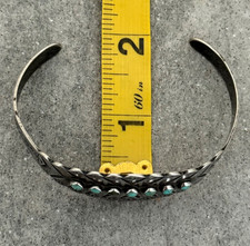 Vintage FRED HARVEY Era Zuni Snake eye Turquoise Thunderbird Sterling Bracelet - Additional view 12