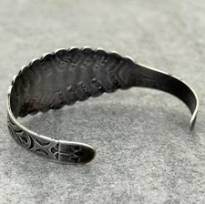 Vintage FRED HARVEY Era Zuni Snake eye Turquoise Thunderbird Sterling Bracelet - Additional view 6