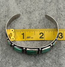 Fred Harvey Era Navajo FIVE SQUARE Turquoise LIZARD Sterling Bracelet 7.1 in - Additional view 11