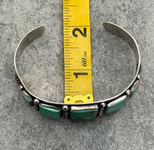 Fred Harvey Era Navajo FIVE SQUARE Turquoise LIZARD Sterling Bracelet 7.1 in - Additional view 12