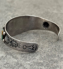 Fred Harvey Era Navajo FIVE SQUARE Turquoise LIZARD Sterling Bracelet 7.1 in - Additional view 7