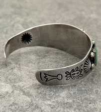 Fred Harvey Era Navajo FIVE SQUARE Turquoise LIZARD Sterling Bracelet 7.1 in - Additional view 8