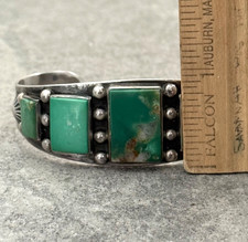 Fred Harvey Era Navajo FIVE SQUARE Turquoise LIZARD Sterling Bracelet 7.1 in - Additional view 10