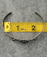 Old  Fred Harvey Era  Navajo 3 Cerrillos Turquoise sterling Bracelet 6.9 in - Additional view 9