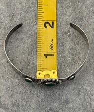 Old  Fred Harvey Era  Navajo 3 Cerrillos Turquoise sterling Bracelet 6.9 in - Additional view 10