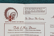 Santa Fe Railroad Menu ARROW MAKER Fred Harvey Service Railway Dining Car - Additional view 5