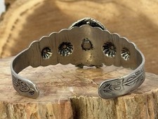 Vintage Navajo Fred Harvey Era Sterling Blue Turquoise Stamped Cuff--19.26 - Additional view 5