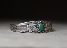 Vintage Fred Harvey Era Navajo Sterling Silver Turquoise Cuff Bracelet Size 6.75 - Additional view 3