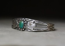 Vintage Fred Harvey Era Navajo Sterling Silver Turquoise Cuff Bracelet Size 6.75 - Additional view 7